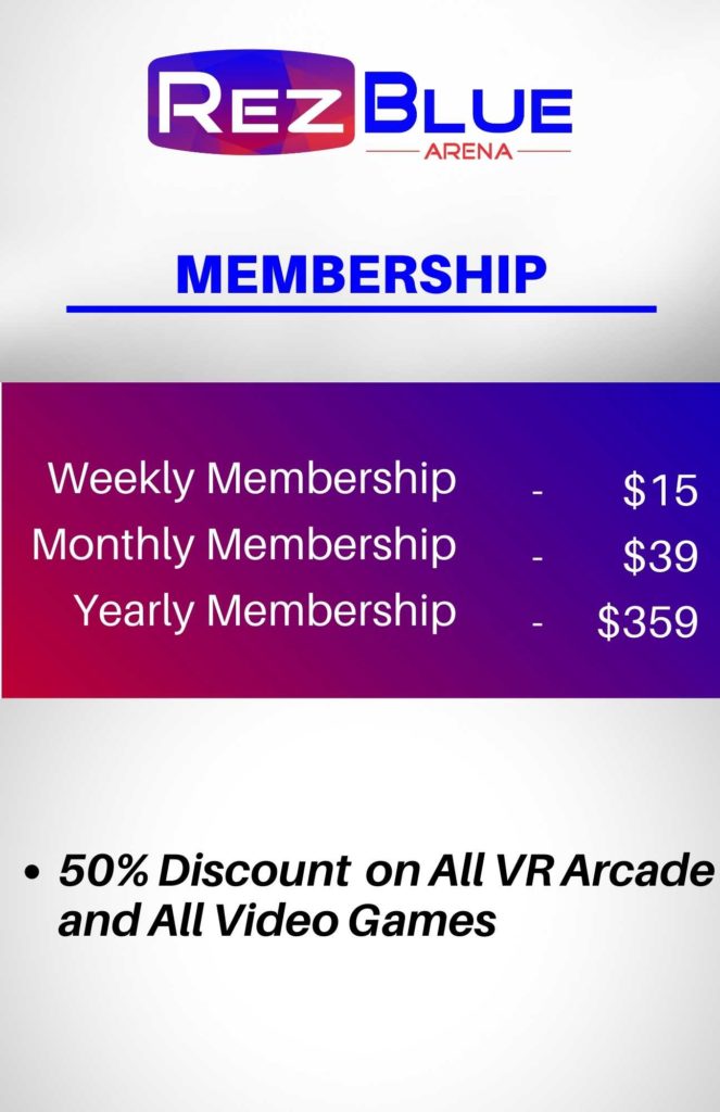 RezBlue VR Arena Arcade VR Membership Price